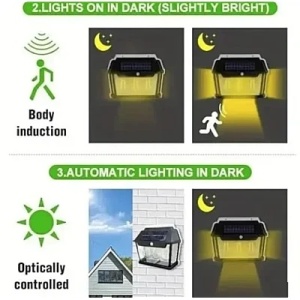 Lampa solara LED de perete cu 3 becuri Senzor de miscare Andowl Q D1640 - Img 3