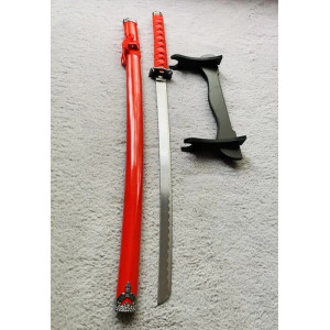 Sabie katana decorativa , rosie, metal, 51.5 cm, suport inclus