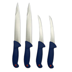 Set 4 Cutite profesionale macelarie format din 2 Cutite injunghiat lama dublu tais, 2 cutite transat, otel inoxidabil