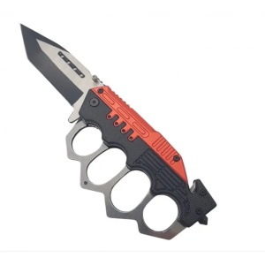 Pumnal tip box,cutit briceag, 23 cm, rosu si negru - Img 1