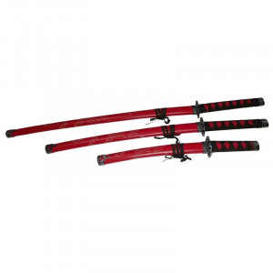 Set sabii katane decorative , panoplie, rosie, metal, 83 cm, teaca inclusa - Img 2