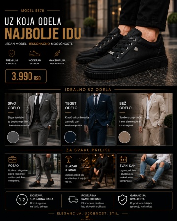 Crne muške elegantne patike 5876 - Img 4