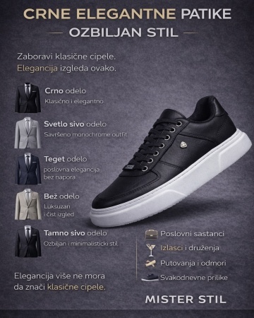 Elegantne crne muške patike 5872 - Img 3