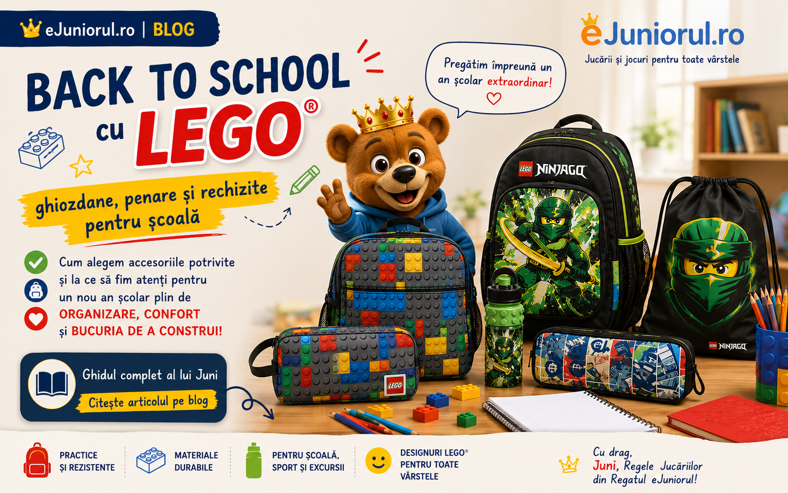 🎒 Back to School cu LEGO®: ghiozdane, penare și rechizite pentru școală