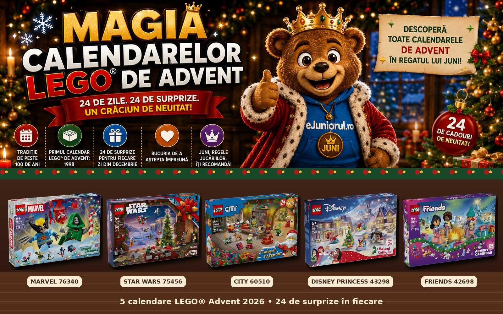 🎄 Calendarele de Advent LEGO®: 24 de zile de surprize, o tradiție veche și noutățile din 2026