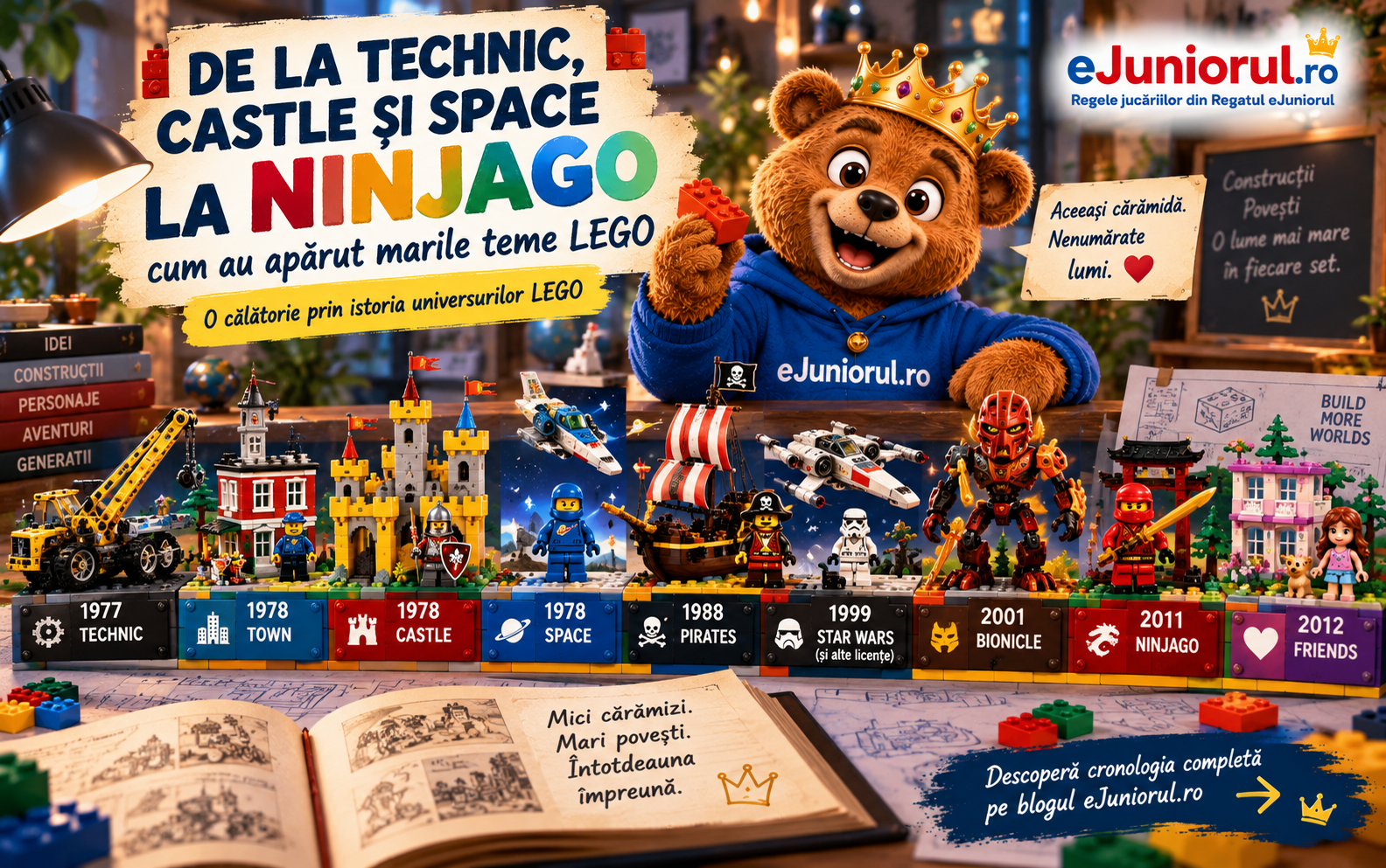 🧱 De la Technic, Castle și Space la NINJAGO: cum au apărut marile teme LEGO