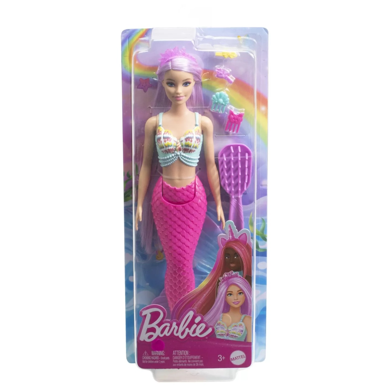 Barbie Papusa Sirena Cu Par Mov Si Coada Roz - 1 | YEO