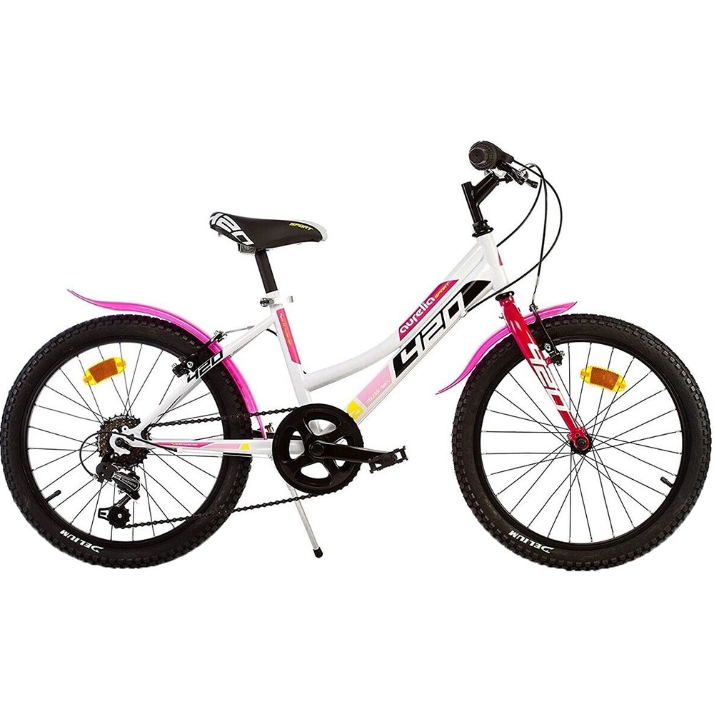 Bicicleta copii Dino Bikes 20\' MTB fete Sport alb cu 6 viteze