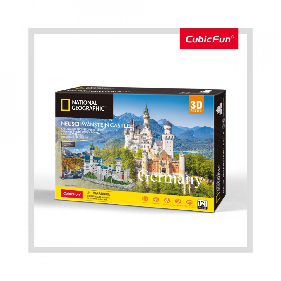 Cubic Fun - Puzzle 3D+Brosura-Castelul Neuschwanstein 121 Piese - 1 | YEO