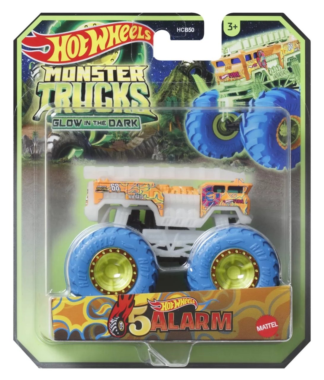 Hot Wheels Monster Truck Glow In The Dark Masinuta 5 Alarm Scara 1:64