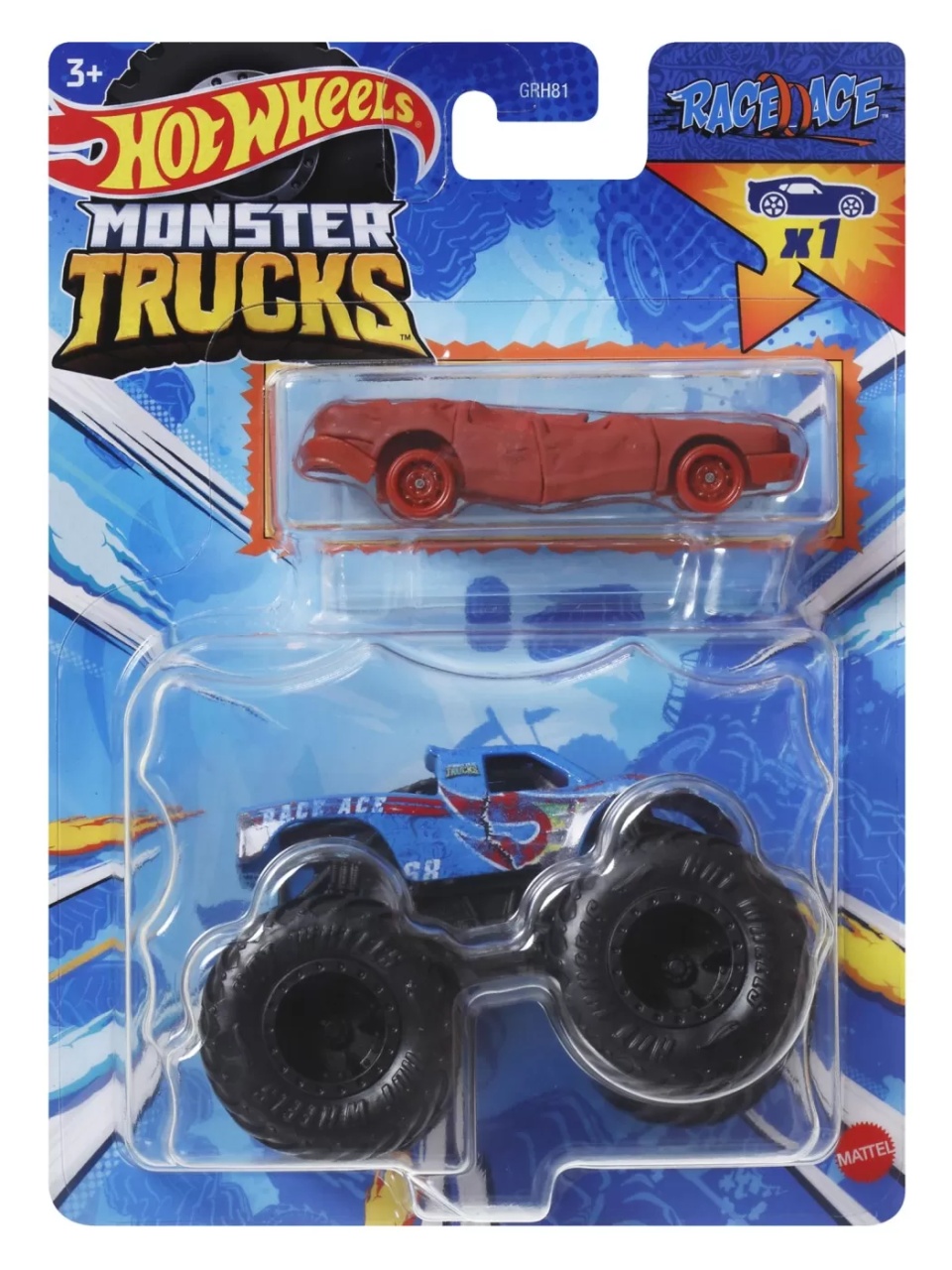 Hot Wheels Monster Truck Si Masinuta Metalica Race Ace