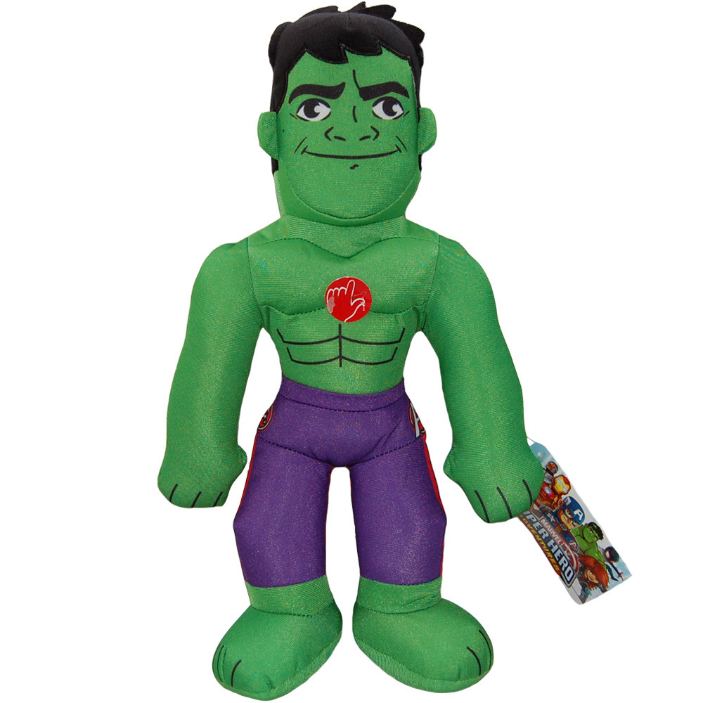 Jucarie din material textil cu sunete Hulk, Marvel Super Hero, 38 cm