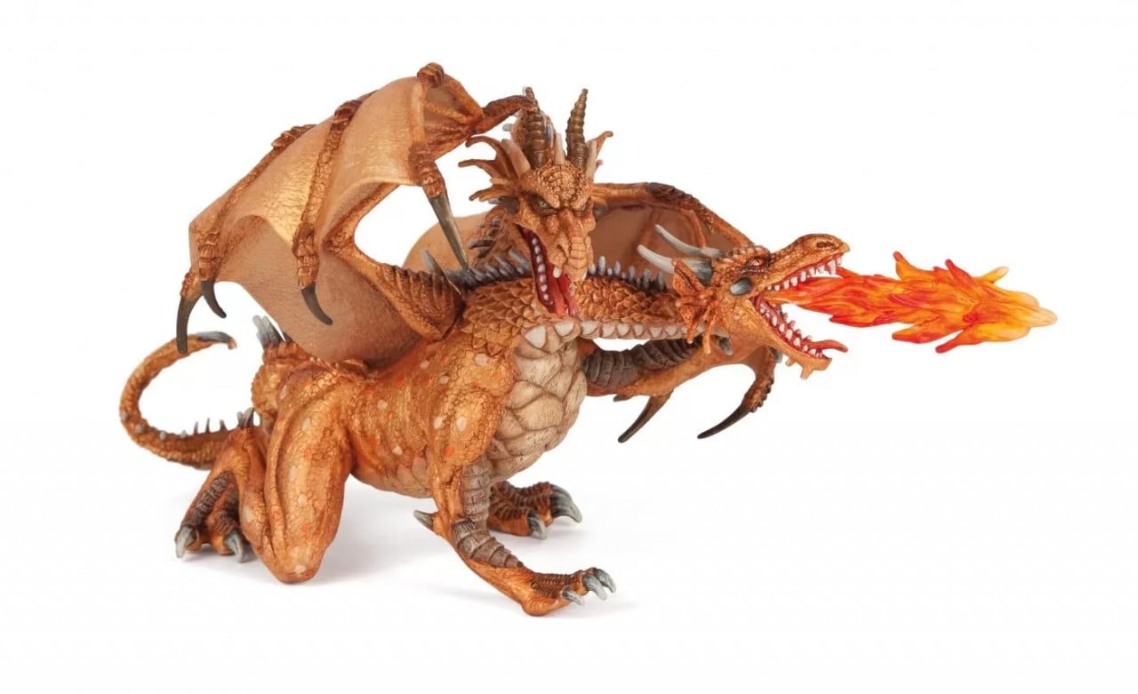 Papo Figurina Dragon Cu Doua Capete Auriu