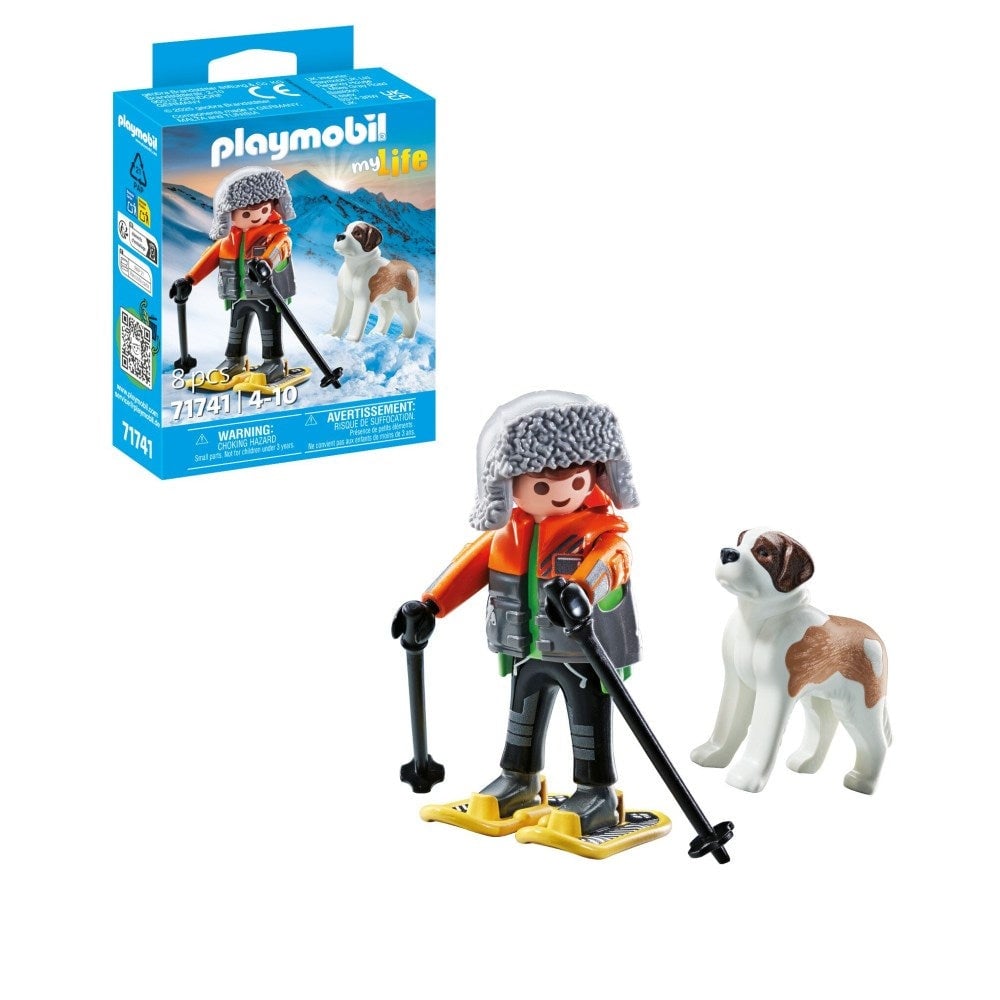 Playmobil - Figurina drumet cu animalut de colectie caine Saint Bernard