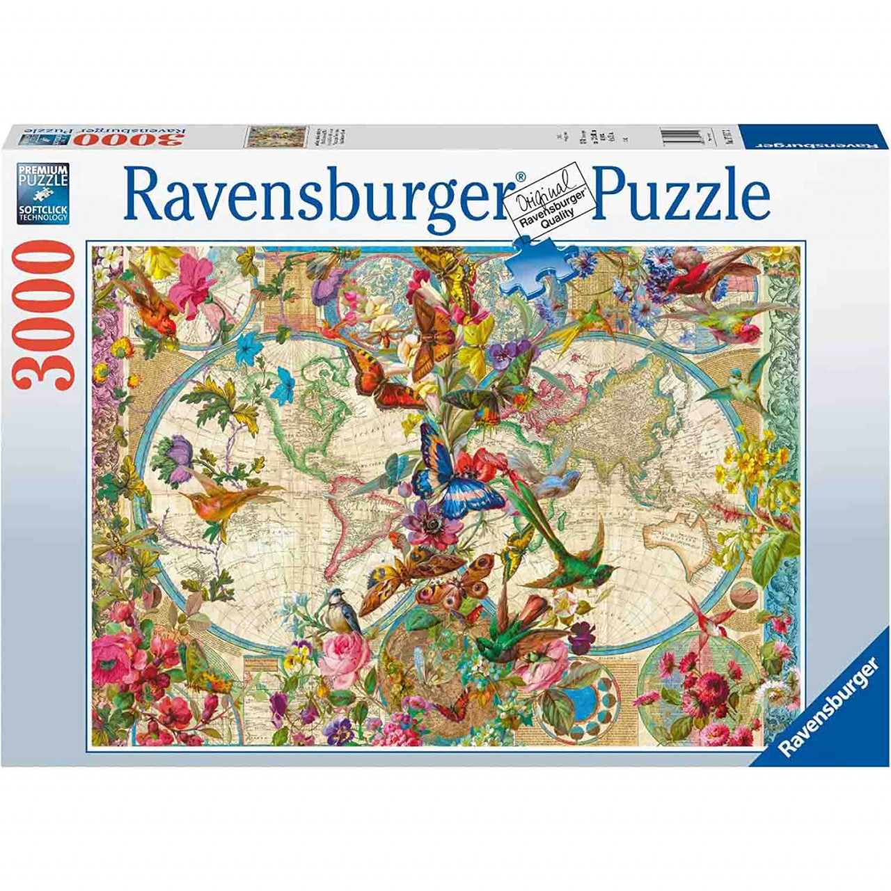 Puzzle Harta Lumii Cu Fauna Si Flora, 3000 Piese