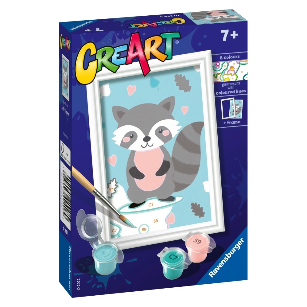 Ravensburger - CreArt pictura pe numere pentru copii raton dragalas - 1 | YEO