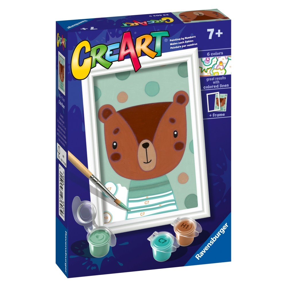 Ravensburger - CreArt pictura pe numere pentru copii ursulet dragut - 1 | YEO