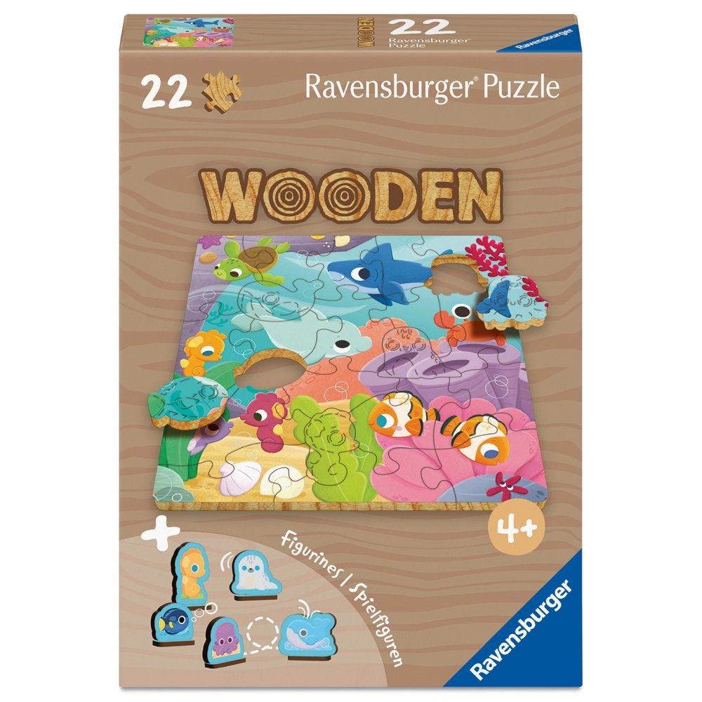 Ravensburger - Puzzle din lemn vietati marine 22 piese