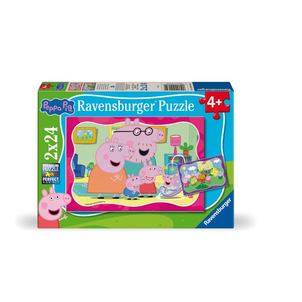 Ravensburger - Puzzle familia Peppa Pig 2x24 piese