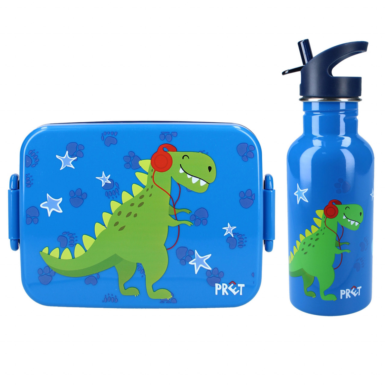 Set cutie alimente 16x13x5 cm si bidon inox 500 ml PrÃªt blue