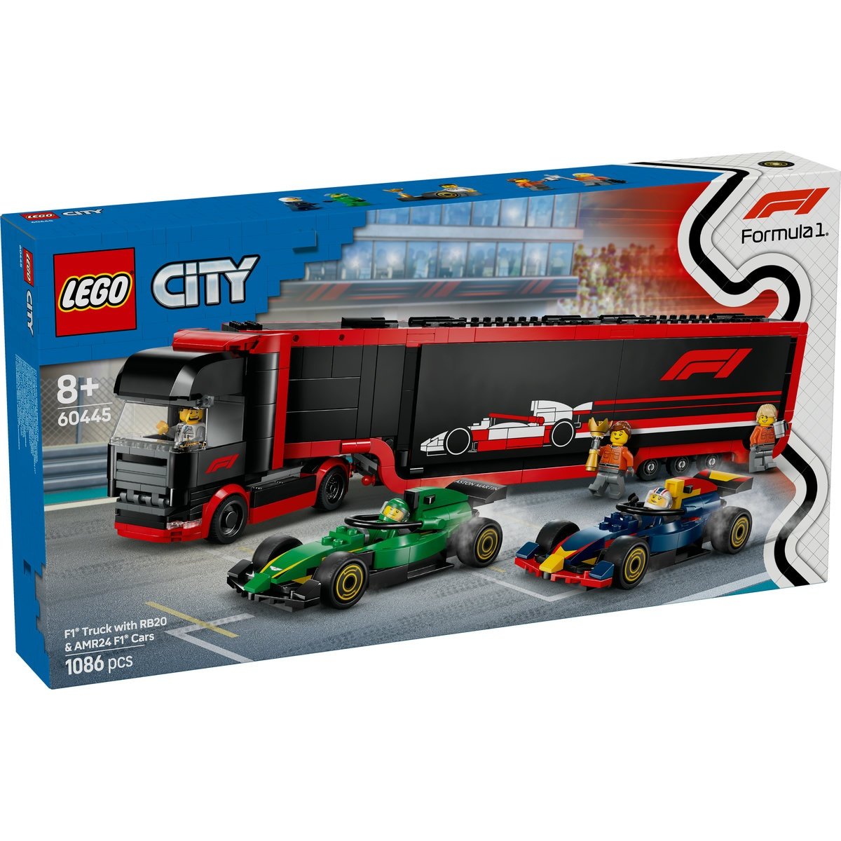 Set LEGO City - Camion F1 cu masinile F1 RB20 si AMR24 (60445)