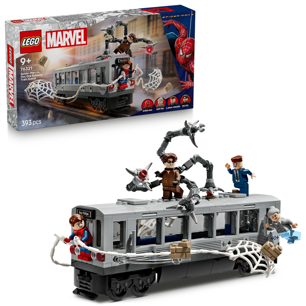 Set LEGO Marvel Super Heroes - Lupta de pe acoperisul trenului dintre Omul-Paianjen si Doc Ock (76321)