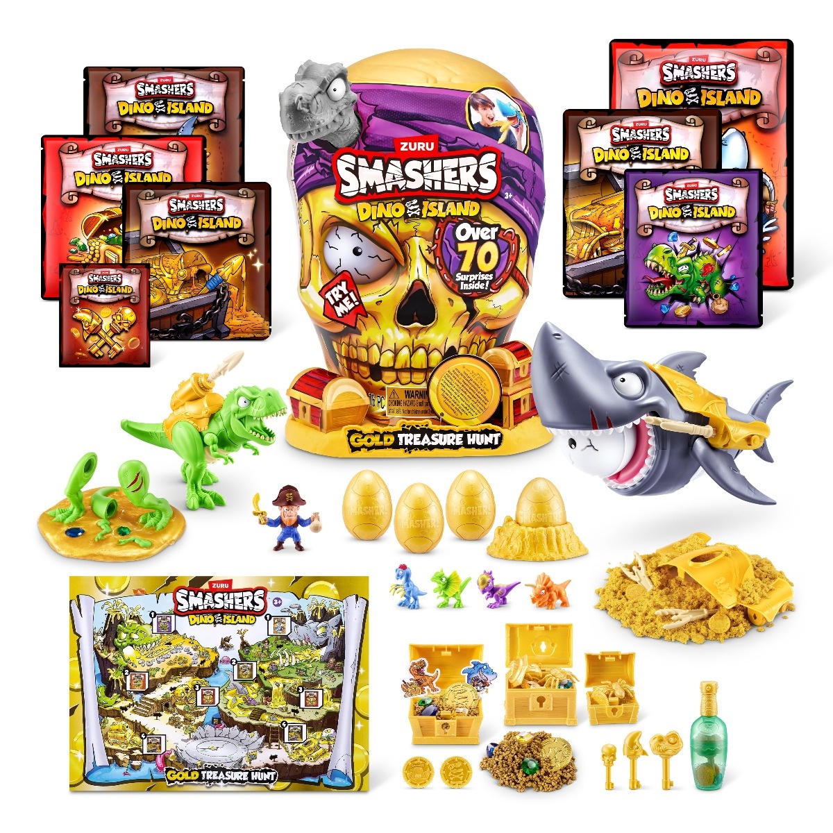 Smashers - Set cu peste 70 figurine si accesorii Gold Treasure Hunter, Dino Island - 2 | YEO