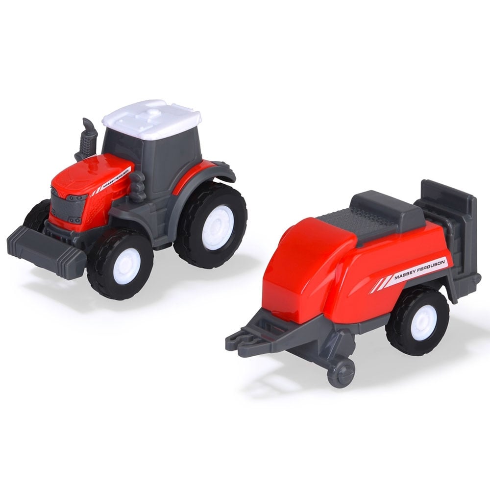 Camion Dickie Toys Massey Ferguson Micro Farm Truck 32 cm cu tractor si presa de balotat - 3 | YEO