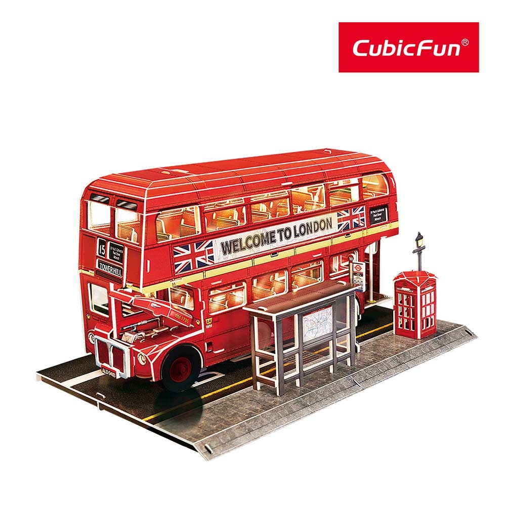 CUBICFUN - PUZZLE 3D LED AUTOBUZ CU ETAJ 161 PIESE - 2 | YEO