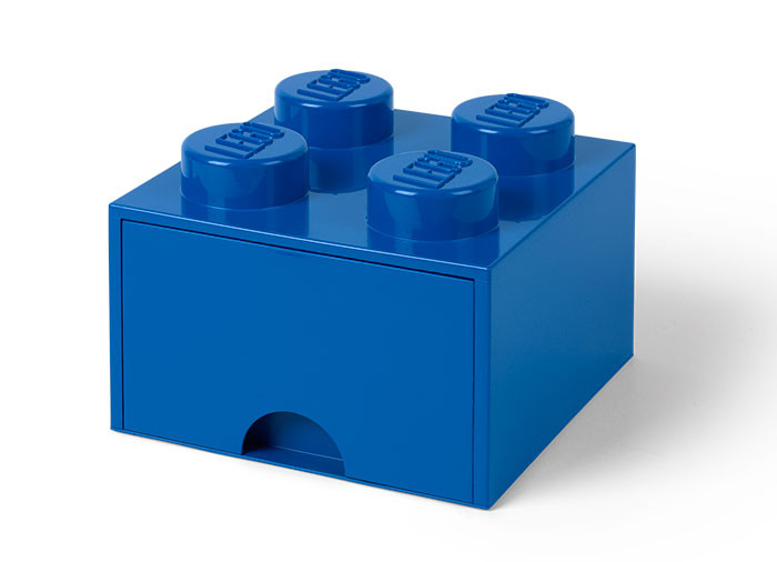 Cutie depozitare LEGO 2x2 cu sertar, albastru