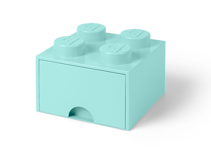 Cutie depozitare LEGO 2x2 cu sertar, aqua