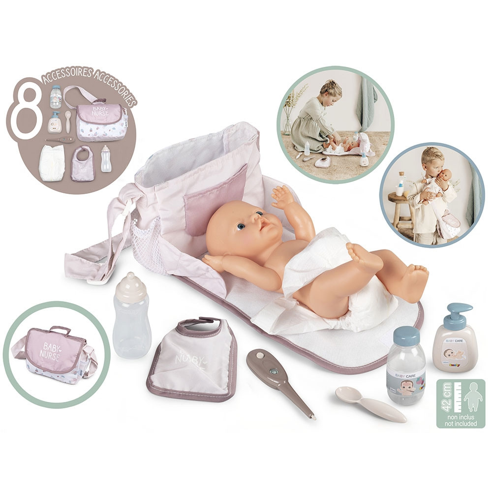 Gentuta de infasat pentru papusa Smoby Baby Nurse Changing Bag crem cu accesorii - 1 | YEO