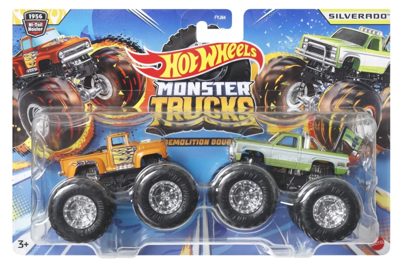 Hot Wheels Monster Truck Set 2 Masini Scara 1 La 64 Hi-Tail Hauler Si Silverado