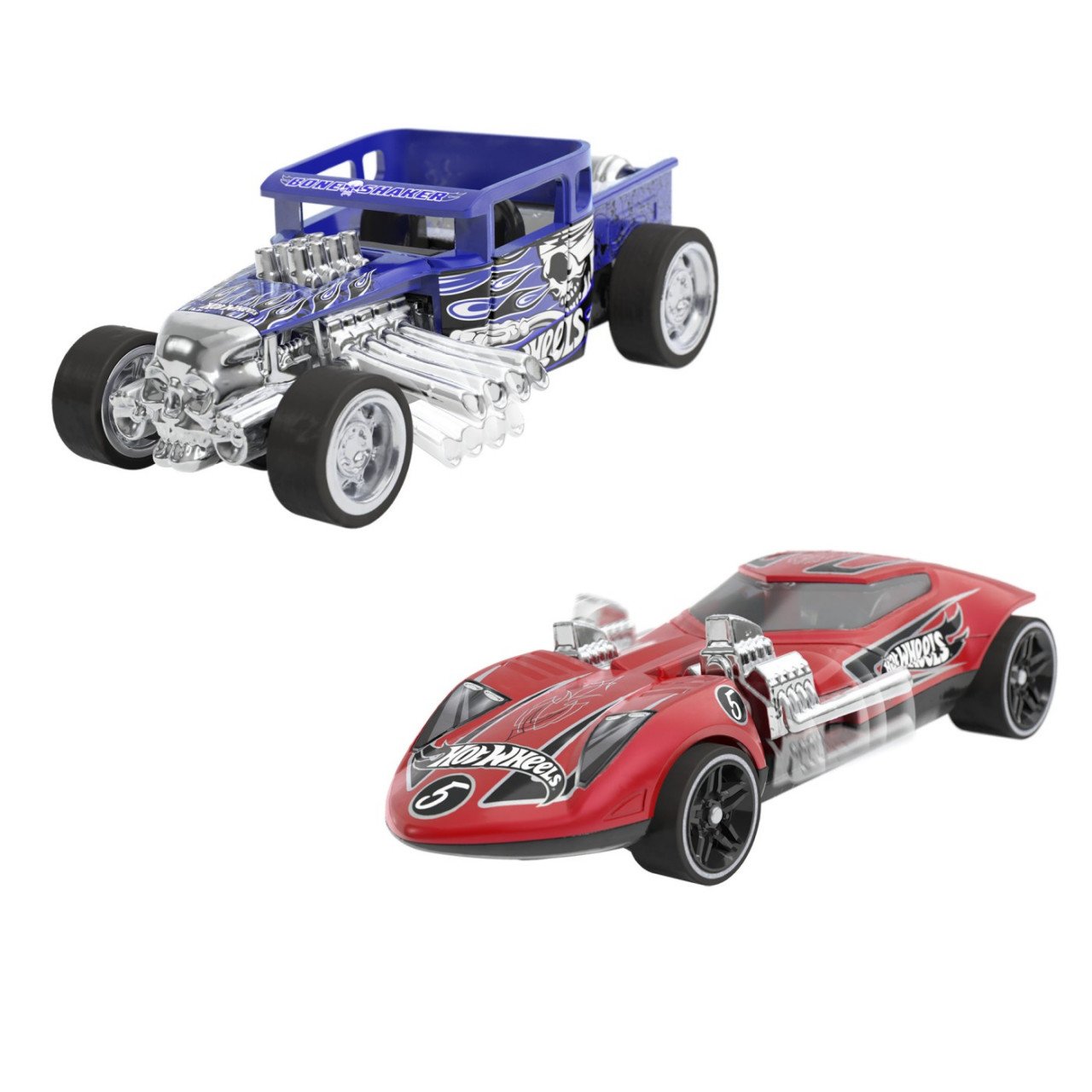 Hot Wheels Set 2 Masinute Metalice Pull Back Bone Shaker Si Twin Mill 1:43 - 3 | YEO