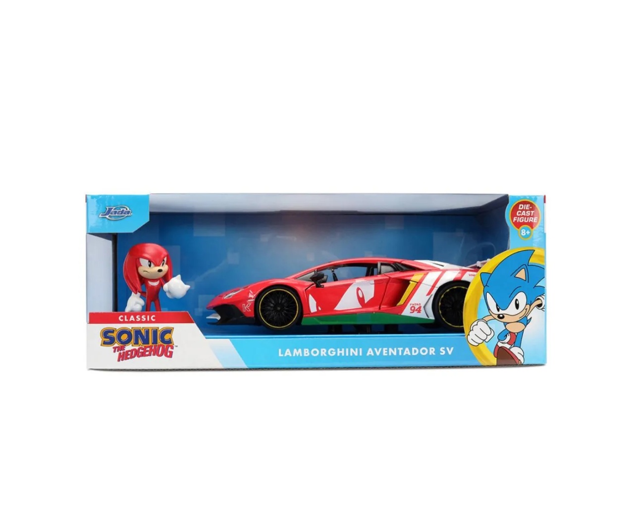 Jada Sonic Ariciul Set Figurina Sonic Si Masinuta Metalica Lamborghini Aventador Sv Scara 1 La 24
