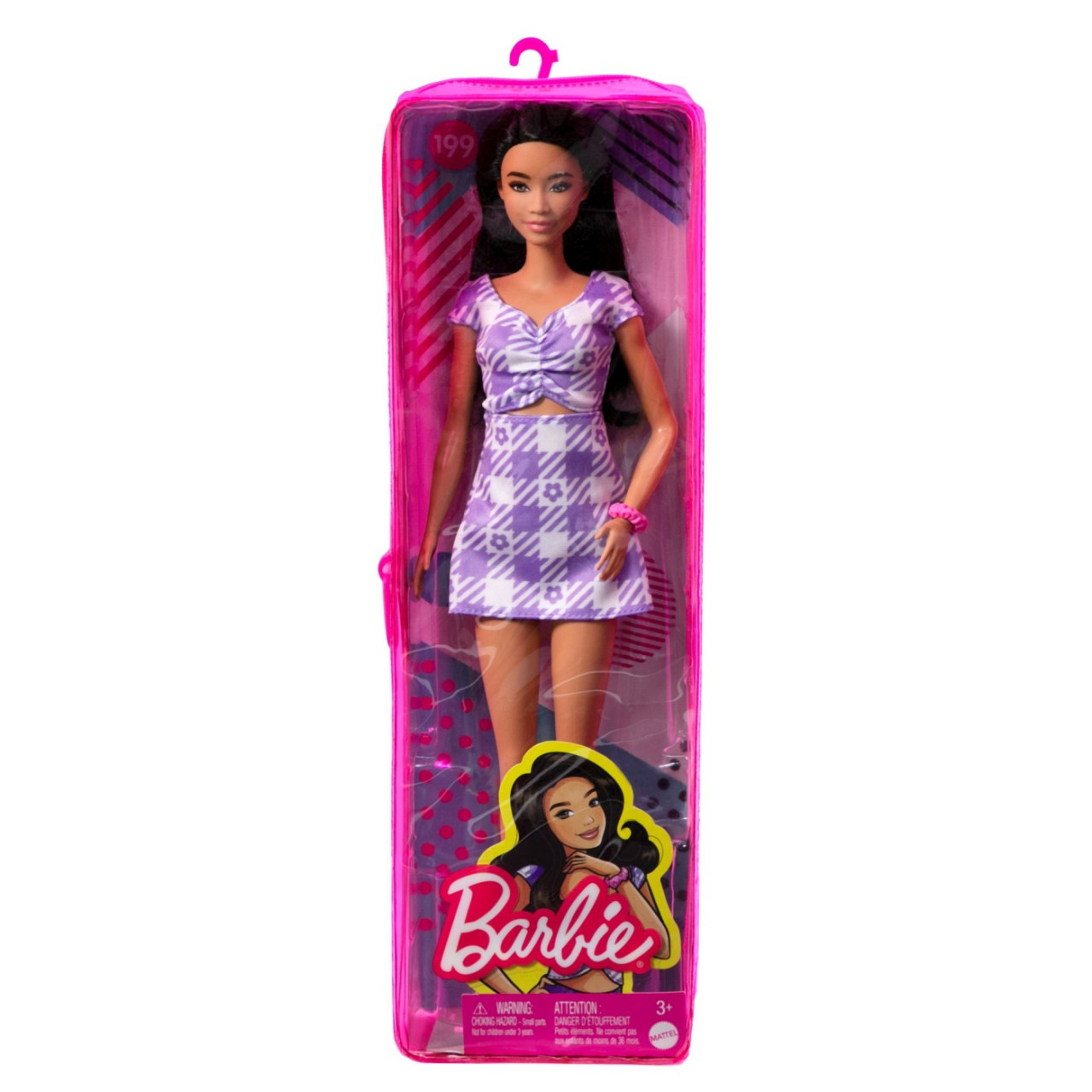 Papusa Barbie Fashionista Bruneta Cu Rochie Mov - 1 | YEO