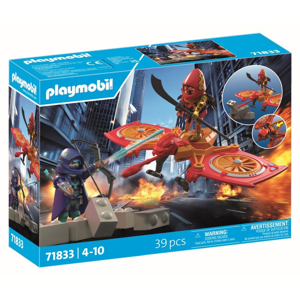 Playmobil - Jucarie de rol Lupta eroului cu drona si maleficul Ninja - 1 | YEO