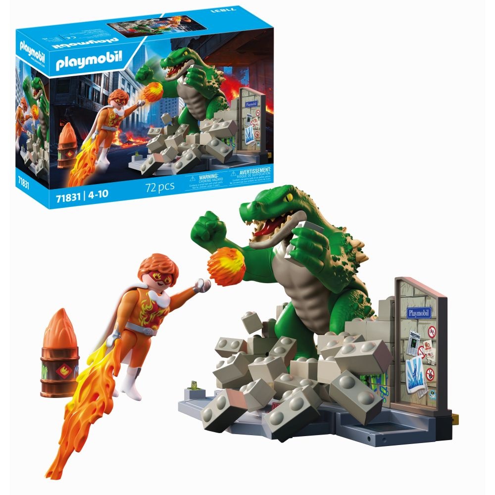 Playmobil - Jucarie de rol Lupta eroului cu soparla uriasa