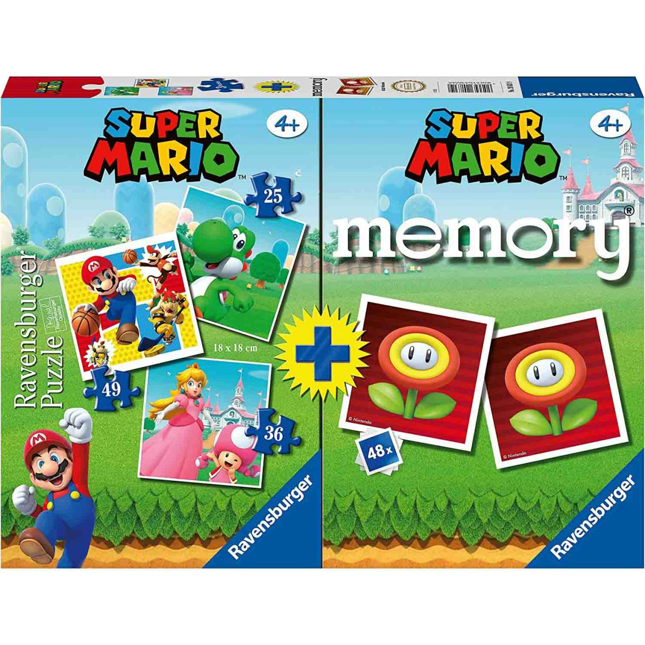 Puzzle + Joc Memory Super Mario, 25/36/49 Piese - 1 | YEO