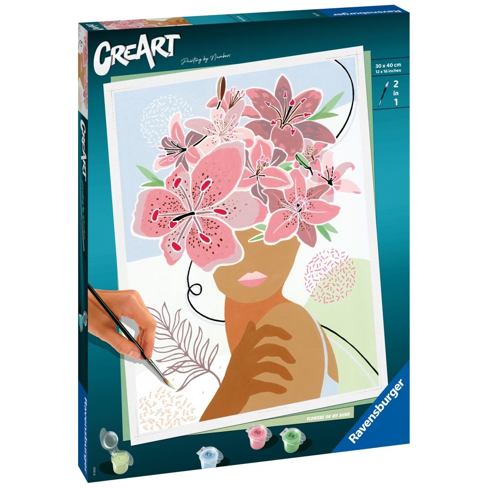 Ravensburger - CreArt pictura pe numere pentru adulti minte plina de flori - 1 | YEO