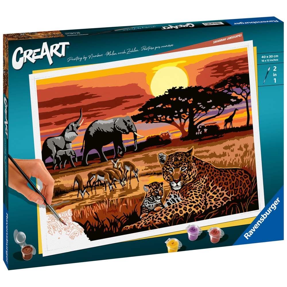 Ravensburger - CreArt pictura pe numere pentru adulti peisaj din savana - 1 | YEO