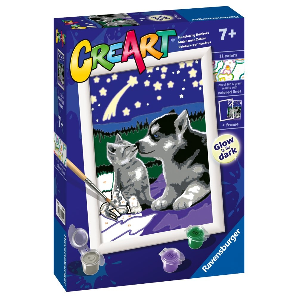 Ravensburger - CreArt pictura pe numere pentru copii prieteni care stralucesc in intuneric - 1 | YEO
