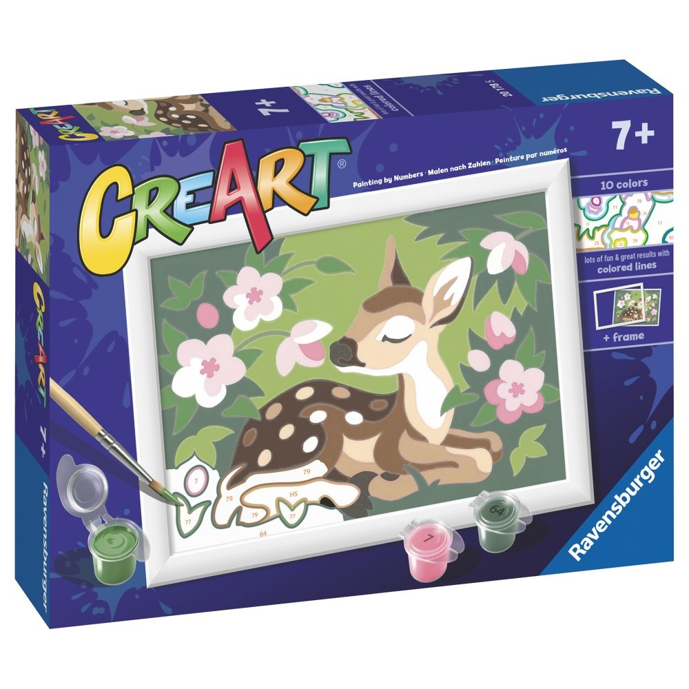 Ravensburger - CreArt pictura pe numere pentru copii pui de caprioara si flori - 1 | YEO