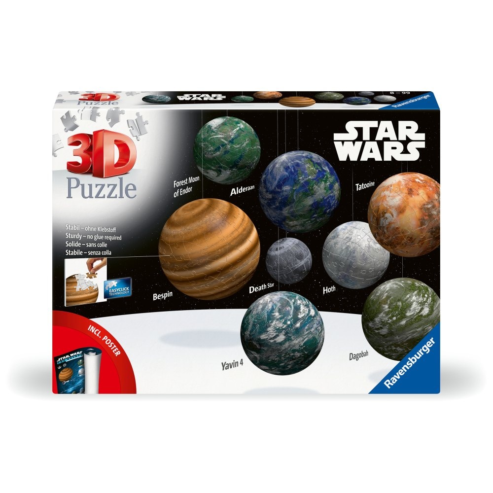 Ravensburger - Puzzle 3D planetele din galaxia Star Wars 531 piese - 1 | YEO
