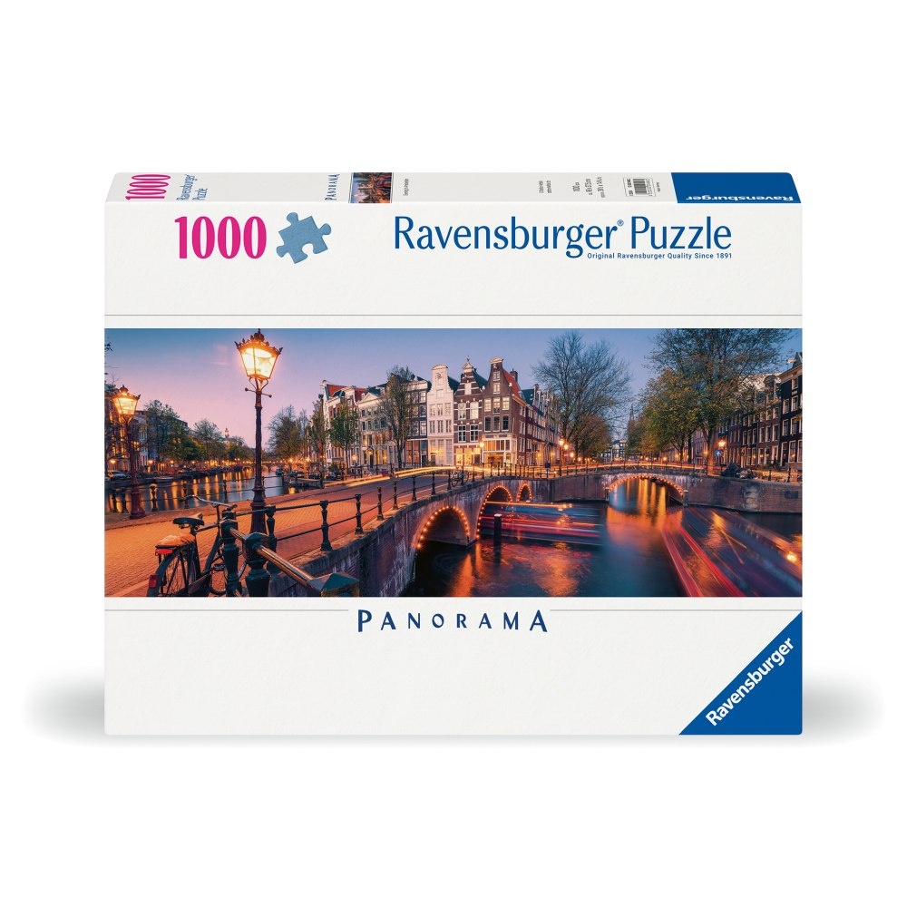 Ravensburger - Puzzle panorama noaptea in Amsterdam 1000 piese design nou