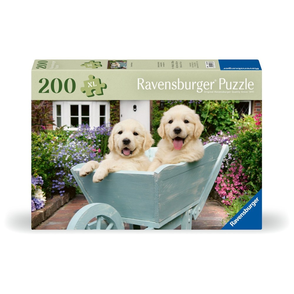 Ravensburger - Puzzle pentru varstnici Golden Retriever cu sablon de imagine si suport din carton 200 piese mari XL