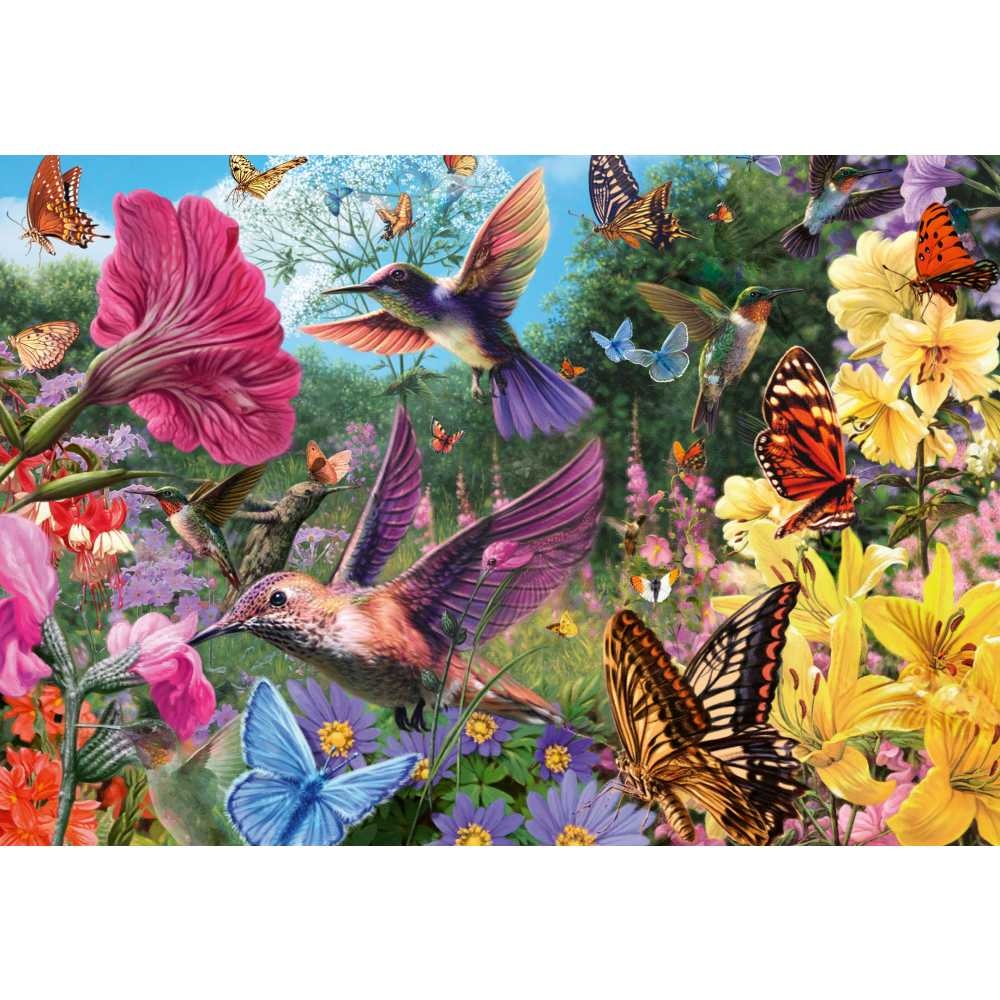Ravensburger - Puzzle pentru varstnici pasari Colibri si fluturi cu sablon de imagine si suport din carton 200 piese mari XL - 2 | YEO