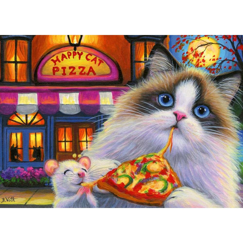 Ravensburger - Puzzle pisica mancand pizza 35 piese - 2 | YEO