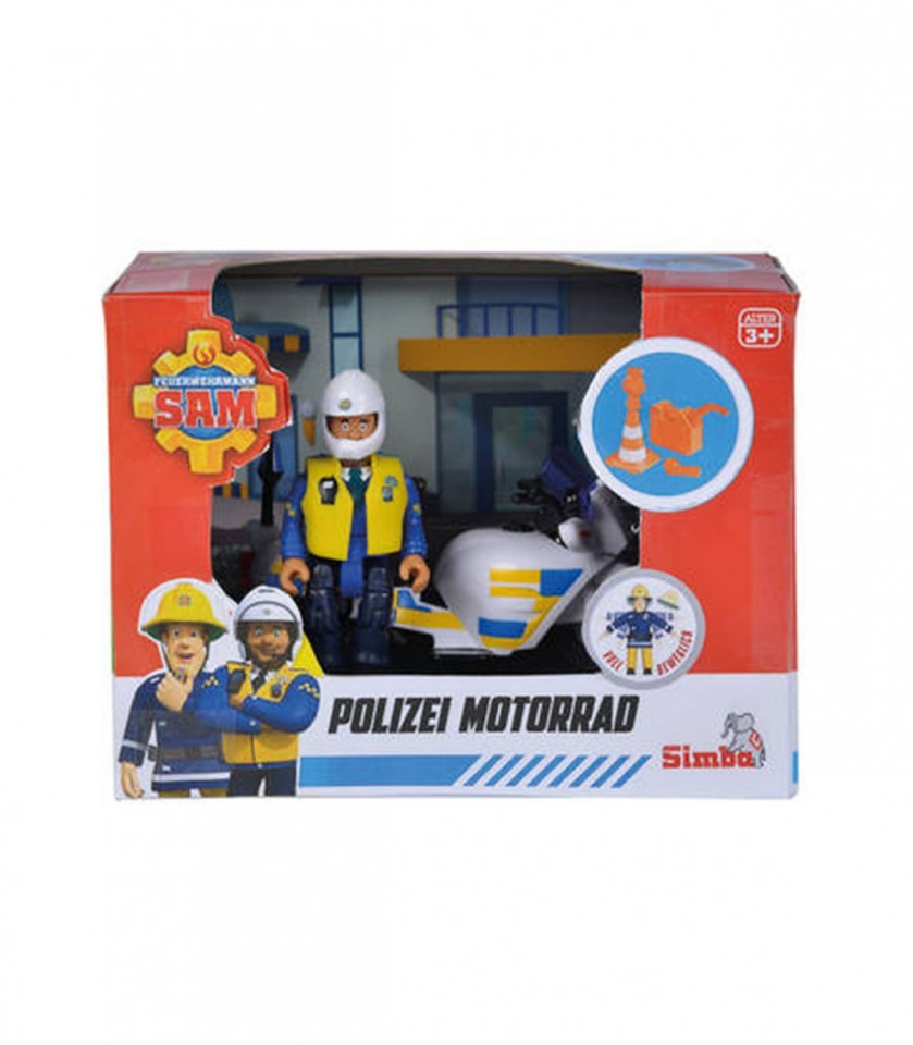 Sam Police Motocicleta Figurina