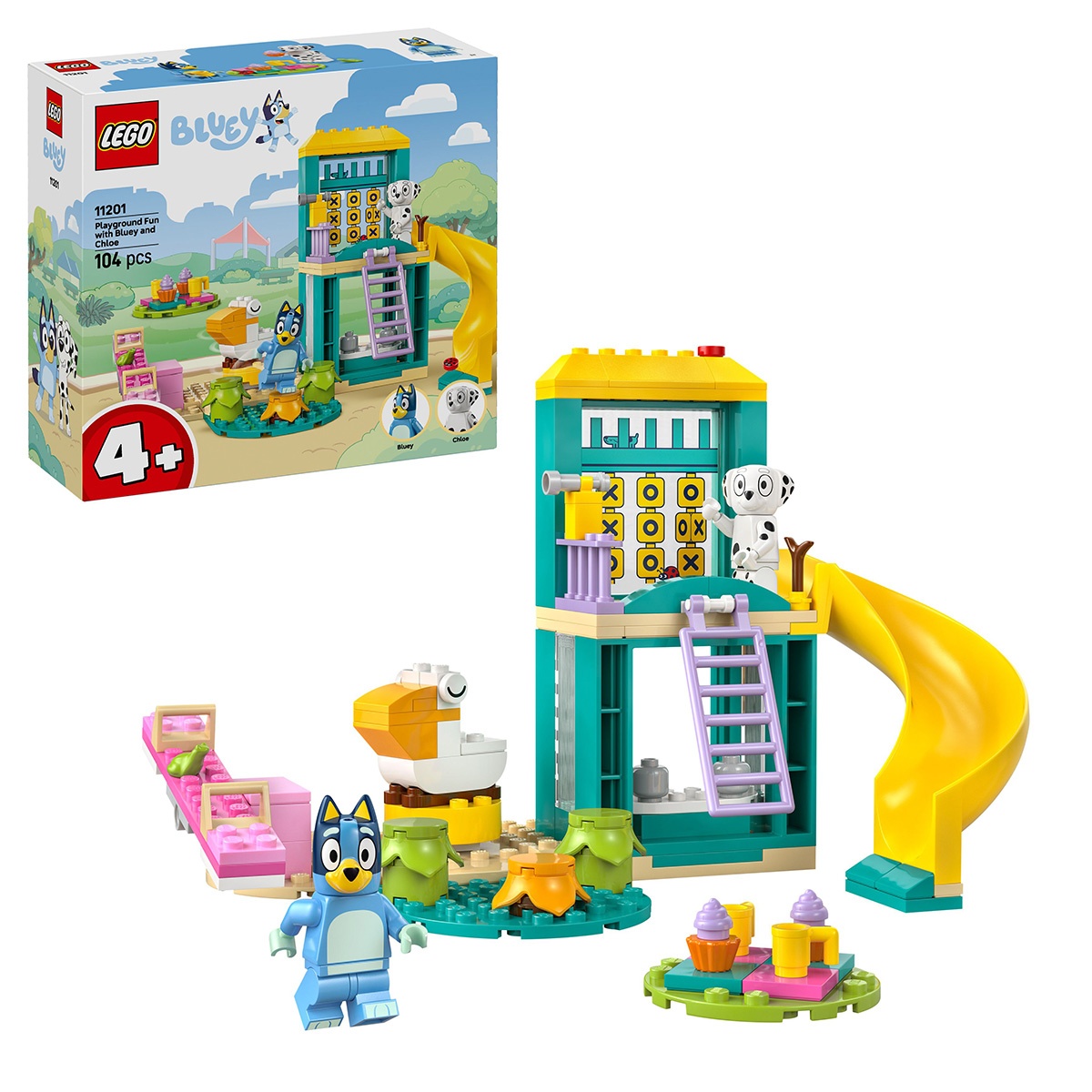Set LEGO Bluey - Distractie la locul de joaca cu Blue si Chloe (11201)